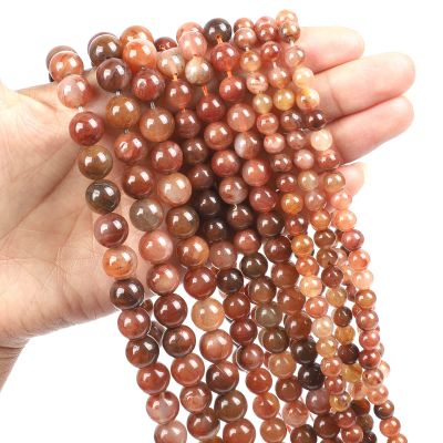 Natural Stone Beads Jade Obsidian Agate Tiger Eye Loose Spacer Bead for Making DIY Bracelet Necklace Accessories 4-12MM,Red Grass,8mm-About 45pcs
