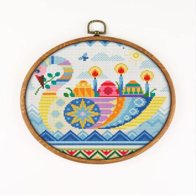 Easter Bird CS1565-1 - Counted Cross Stitch KIT#2. Set of Threads, Needles, AIDA Fabric, Needle Threader, Embroidery Clippers and Printed Color Pattern Inside.
