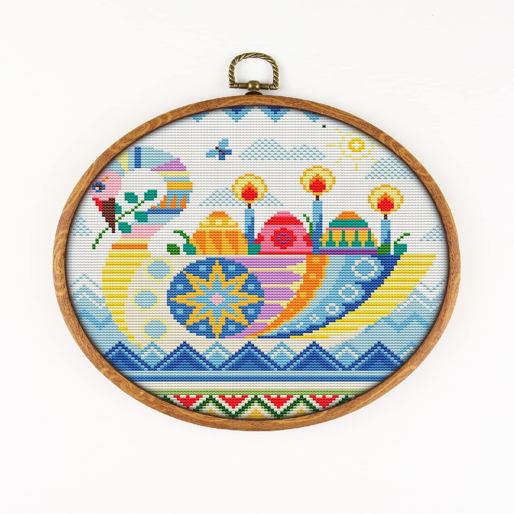 Easter Bird CS1565-1 - Counted Cross Stitch KIT#2. Set of Threads, Needles, AIDA Fabric, Needle Threader, Embroidery Clippers and Printed Color Pattern Inside.
