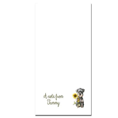Precious Papers Personalized Dog Notepad with Sunflower Miniature Schnauzer, German Shephard, Westie, Pinscher, Pomeranian, Poodle, Yorkie
