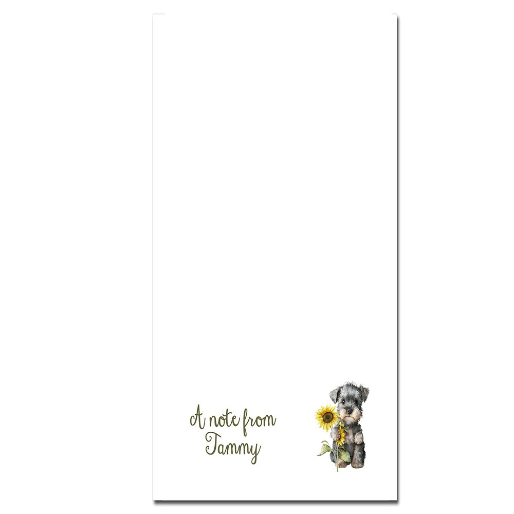 Precious Papers Personalized Dog Notepad with Sunflower Miniature Schnauzer, German Shephard, Westie, Pinscher, Pomeranian, Poodle, Yorkie