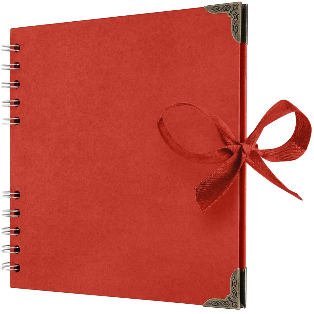 Bstorify Square Scrapbook Photo Albums 7 x 7 Inch Red Thick Paper, Hardcover, Metal Corners, Ribbon Closure - Ideal for Your Scrapbooking Albums, Art & Craft Projects