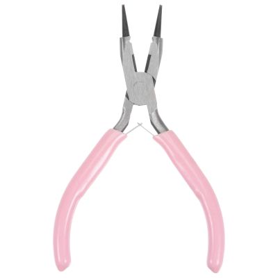 HARFINGTON Mini Round Nose Pliers 4.5 Inch Tapered Jaw Precision Fine Plier with Pink Plastic Handle for DIY Crafts Jewelry Making