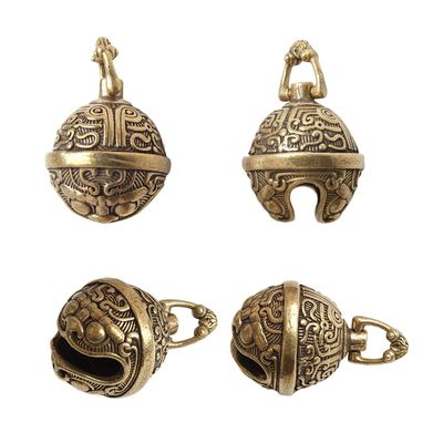 Opexicos 4Pcs Retro Ornament DIY Neckless Pendant Brass Bell Key Chain Pendant Accessories