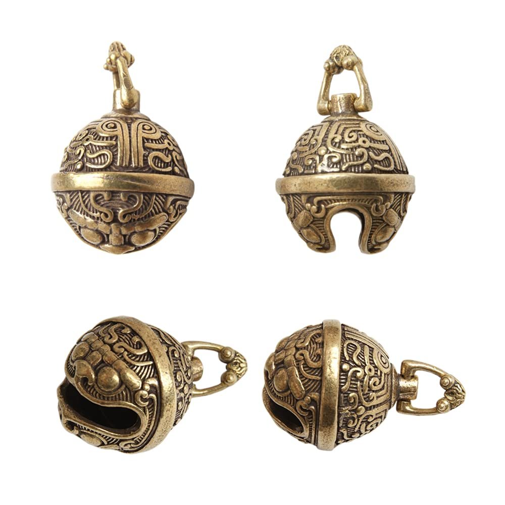 Opexicos 4Pcs Retro Ornament DIY Neckless Pendant Brass Bell Key Chain Pendant Accessories