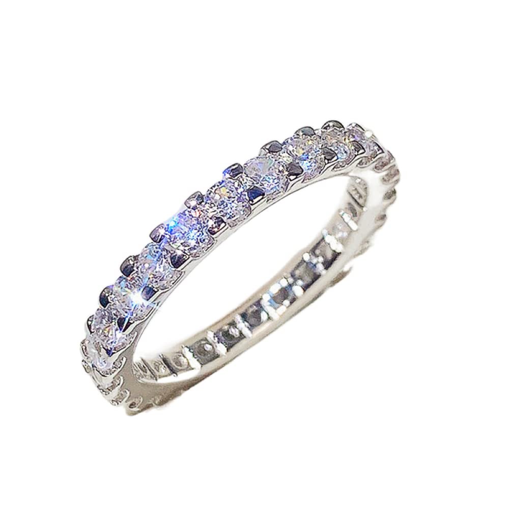 925 Sterling Silver Shiny Cubic Zirconia Rings Diamond Rings for Women Jewelry Findings Earring Backs Findings (US Code 7)