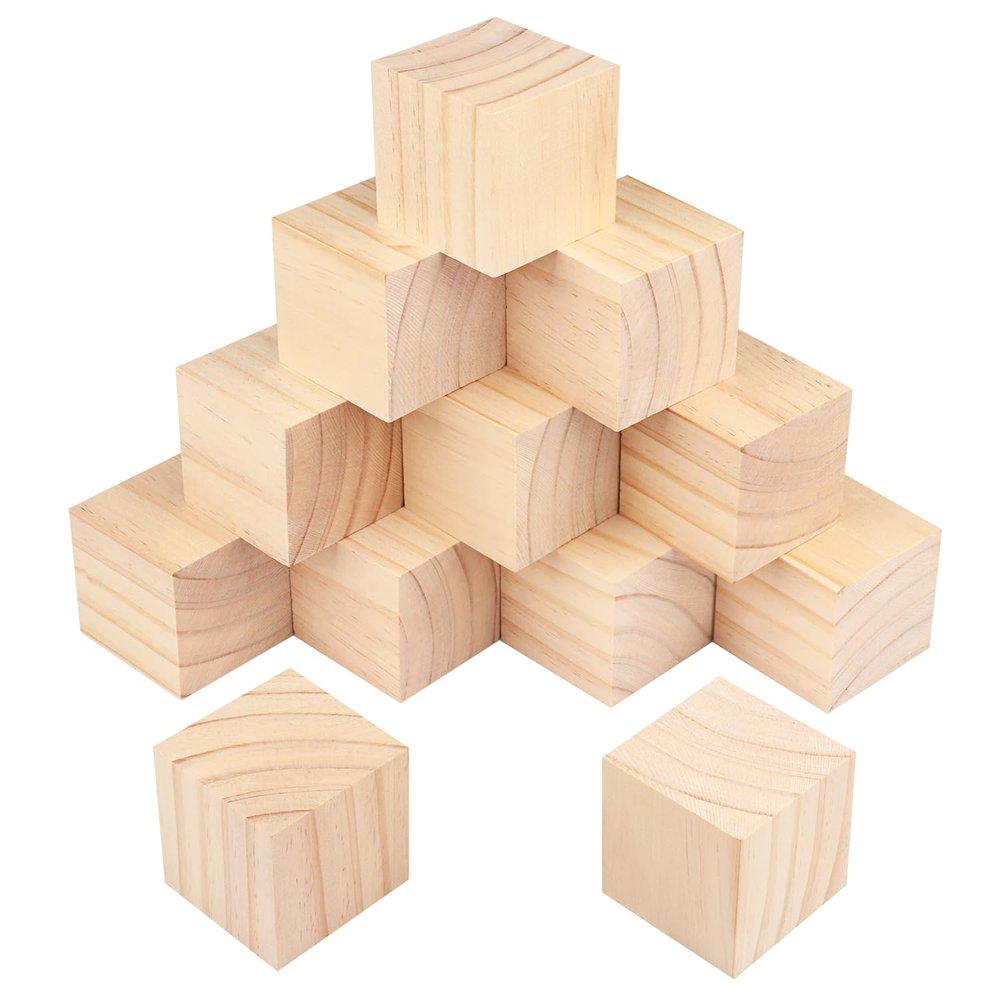 12 Packs Wooden Blocks for Crafts, 2.75 Inch Pine Wood Cubes, Wooden Cubes for Paint, Stamp, Decorate, DIY Projects and Personalized Gifts,by GNIEMCKIN