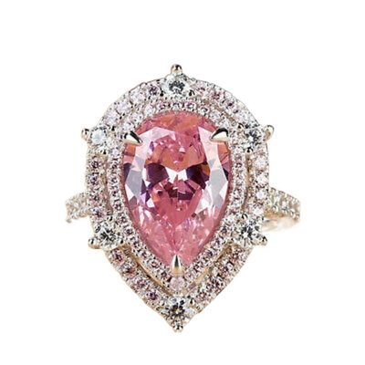 Viyuroyk 925 Sterling Silver Shiny Pink Drill drop shape Cubic Zirconia Rings Diamond Rings for Women Jewelry Findings Earring Backs Findings (US Code 10)
