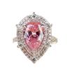 Viyuroyk 925 Sterling Silver Shiny Pink Drill drop shape Cubic Zirconia Rings Diamond Rings for Women Jewelry Findings Earring Backs Findings (US Code 10) view 1