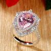 Viyuroyk 925 Sterling Silver Shiny Pink Drill drop shape Cubic Zirconia Rings Diamond Rings for Women Jewelry Findings Earring Backs Findings (US Code 10) view 2