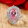 Viyuroyk 925 Sterling Silver Shiny Pink Drill drop shape Cubic Zirconia Rings Diamond Rings for Women Jewelry Findings Earring Backs Findings (US Code 10) view 3