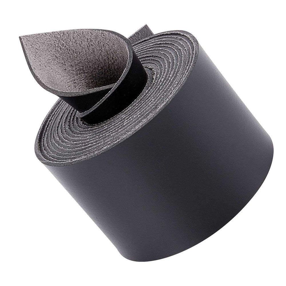 GORGECRAFT Leather Strap Strip 2 inch Wide 2M Long Leather Grain Black Belt Wrap Single Sided Flat Cord for Necklace Belt Projects Clothing Making Handles Pet Collars Traction Ropes Belt