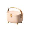 Pilipane Double Layer Medicine Storage Box, Large Capacity Plastic Organizer with Multi Grid, Oval Shape for Home and Craft Use (Pink) view 1