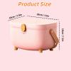 Pilipane Double Layer Medicine Storage Box, Large Capacity Plastic Organizer with Multi Grid, Oval Shape for Home and Craft Use (Pink) view 3