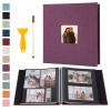 Self Adhesive Photo Album Black Pages Scrapbook Magnetic Photo Albums for 4x6 5x7 8x10 Pictures Books with Sticky Pages with A Metallic Pen for Baby Family Wedding 11x10.6 Purple 40 Pages view 1