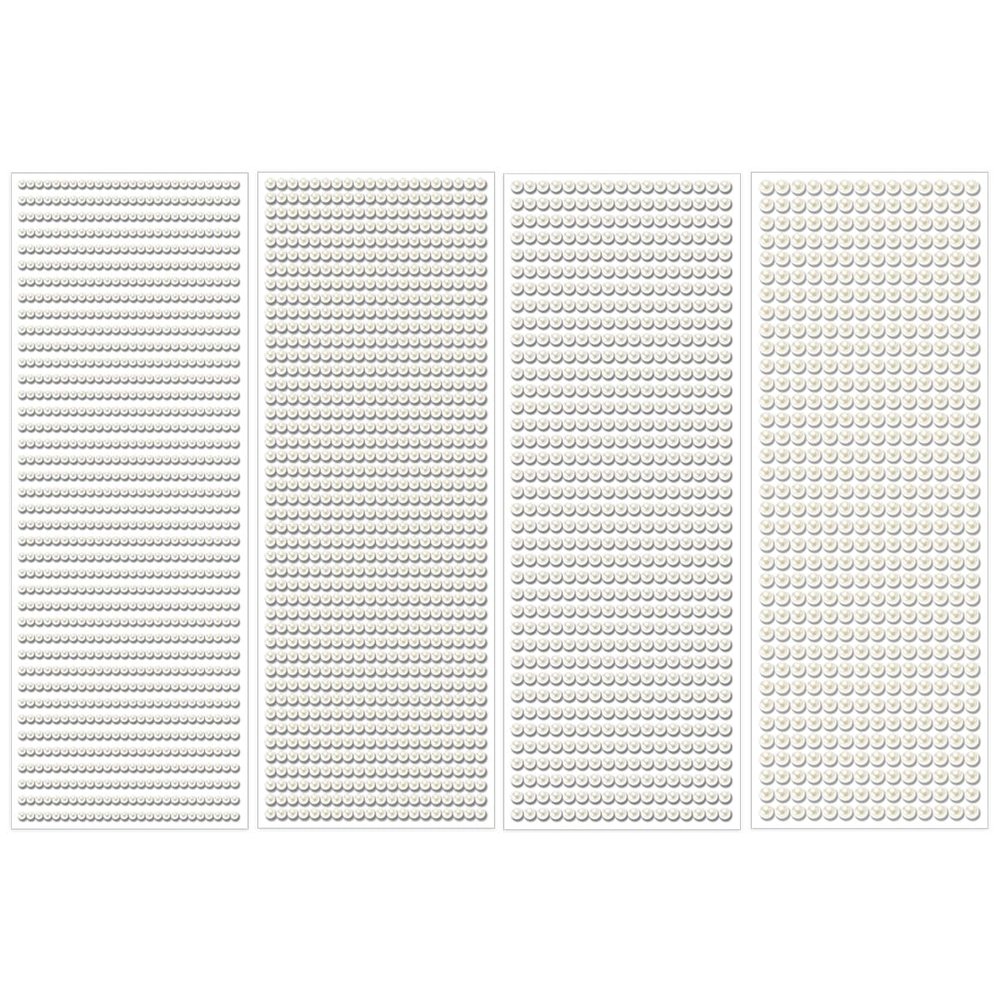1799pcs Self Adhesive Face Pearl Gems Stickers, Hair Gems Rhinestones Stickers, Bling Jewels for Makeup, Crafts, Home Decor Scrapbooking Embellishments, 4 Sizes 3mm/4mm/5mm/6mm(Beige Pearl)