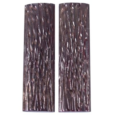 Buffalo Horn Handle Scales - (Stag Jigged) - (Radiused) - (Dark Brown) - (4.50 x 1.25 x 0.25)