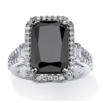 925 Sterling Silver Shiny Black Square Gemstone Cubic Zirconia Rings Diamond Rings for Women Jewelry Findings Earring Backs Findings (US Code 10)