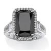 925 Sterling Silver Shiny Black Square Gemstone Cubic Zirconia Rings Diamond Rings for Women Jewelry Findings Earring Backs Findings (US Code 10) view 1