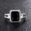 925 Sterling Silver Shiny Black Square Gemstone Cubic Zirconia Rings Diamond Rings for Women Jewelry Findings Earring Backs Findings (US Code 10) view 3