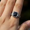 925 Sterling Silver Shiny Black Square Gemstone Cubic Zirconia Rings Diamond Rings for Women Jewelry Findings Earring Backs Findings (US Code 10) view 4