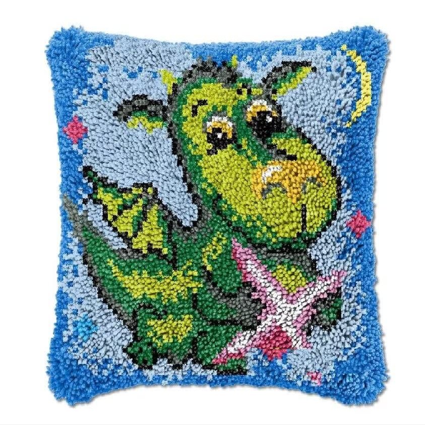Latch Hook Kits Pillow Cover Sofa Cushion for Kids Cartoon Canvas DIY Handmade Carpet Crochet Yarn Embroidery Needlework Hook Latch Kit Pillow Cover Sofa Cushion Cover Christmas Home Decoration