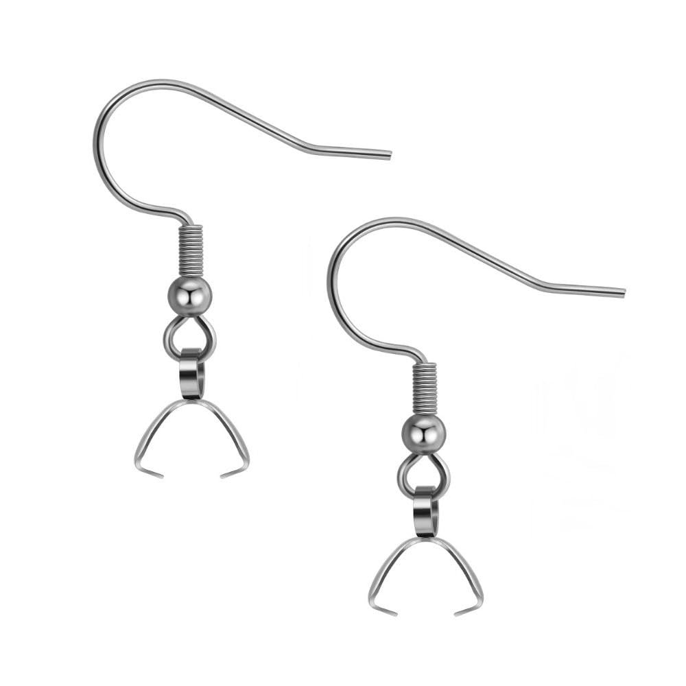 100pcs Adabele 316 Grade Surgical Stainless Steel Hypoallergenic Fish Earring Hooks Ear Wire Pinch Bail Clasp (Wire 0.7mm/21 Gauge) for Earrings Jewelry Making SEF9