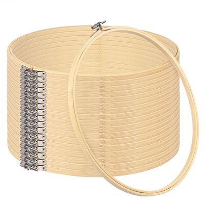18 PCS Bamboo Embroidery Hoops Set, 12 Inch Adjustable Cross Stitch Rings in Bulk for Needlework, Sewing and Crafts, with Easy Loosen Tighten Mechanism, Ideal for Gifting and Decorating, by GNIEMCKIN.