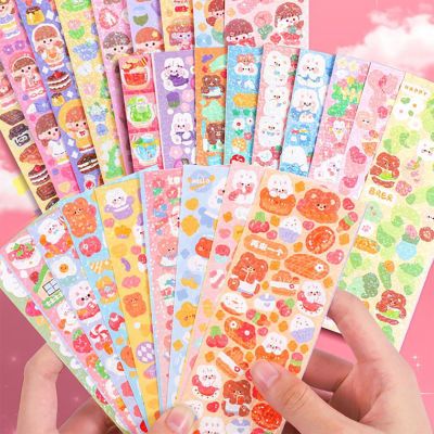 16 Sheets Korean Deco Stickers Set, Colorful Glitter Self Adhesive Stickers, Gothic Kpop Potocard Deco Stickers for Scrapbook Card DIY Decor Craft (Signal-16P)