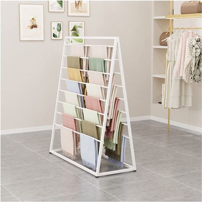 Craft Room Ribbon Holder Organizer Rack Double-Sided Ribbon/Wrapping Paper OrganizerFreestanding Metal Towels Display RackGift Shop/Flowers/Clothing Store (Color : White, Size : 60cm/23.6in)