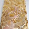 SanVera17 African Fabric 3D Sequins Net Fabrics Nigerian Embroidered Lace Fabric for Party Dress (Gold) 5 Yards view 3