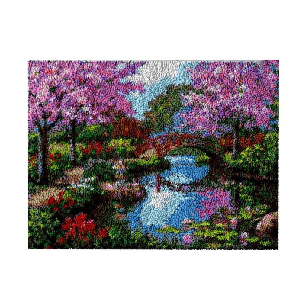 clubevy Latch Hook Kits Rug for Kids Cartoon Canvas DIY Handmade Carpet Crochet Yarn Embroidery Needlework Hook Latch Kit Rug Cover Christmas Home Decoration