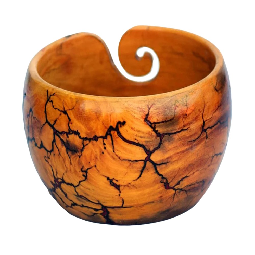 Wooden Resin Yarn Dark Red Bowl Yarn Ball Storage Knitting And Crocheting Accessories Polished Bowl