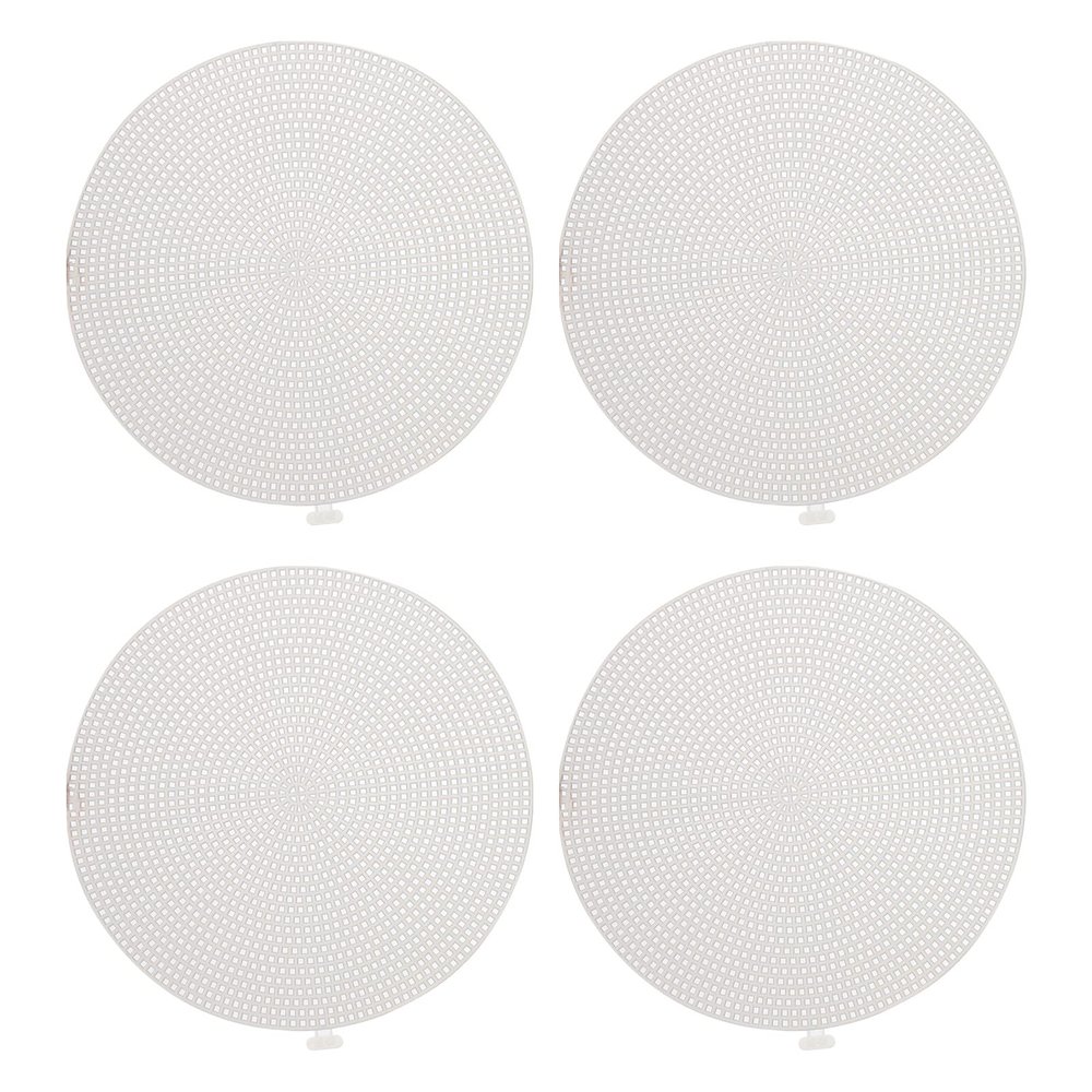 MECCANIXITY Plastic Mesh Canvas Sheet 18cm/ 7" White Round Blank Canvas for Embroidery Needlepoint, Knit Crochet Mesh, Pack of 2