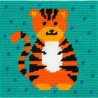 Anchor Stamped Needlepoint Stitch kit Tyler Tiger 1st Kit, 15x15cm, DIY