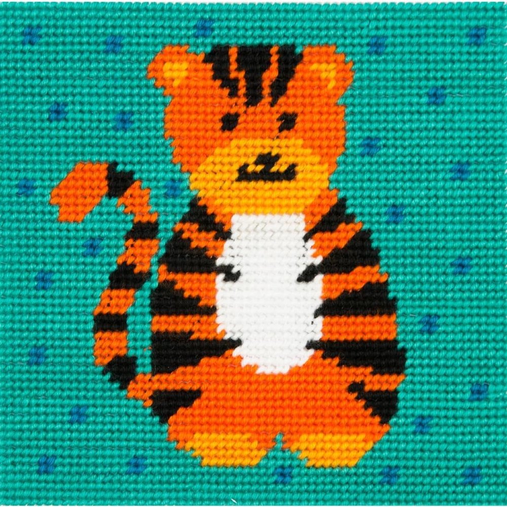 Anchor Stamped Needlepoint Stitch kit Tyler Tiger 1st Kit, 15x15cm, DIY