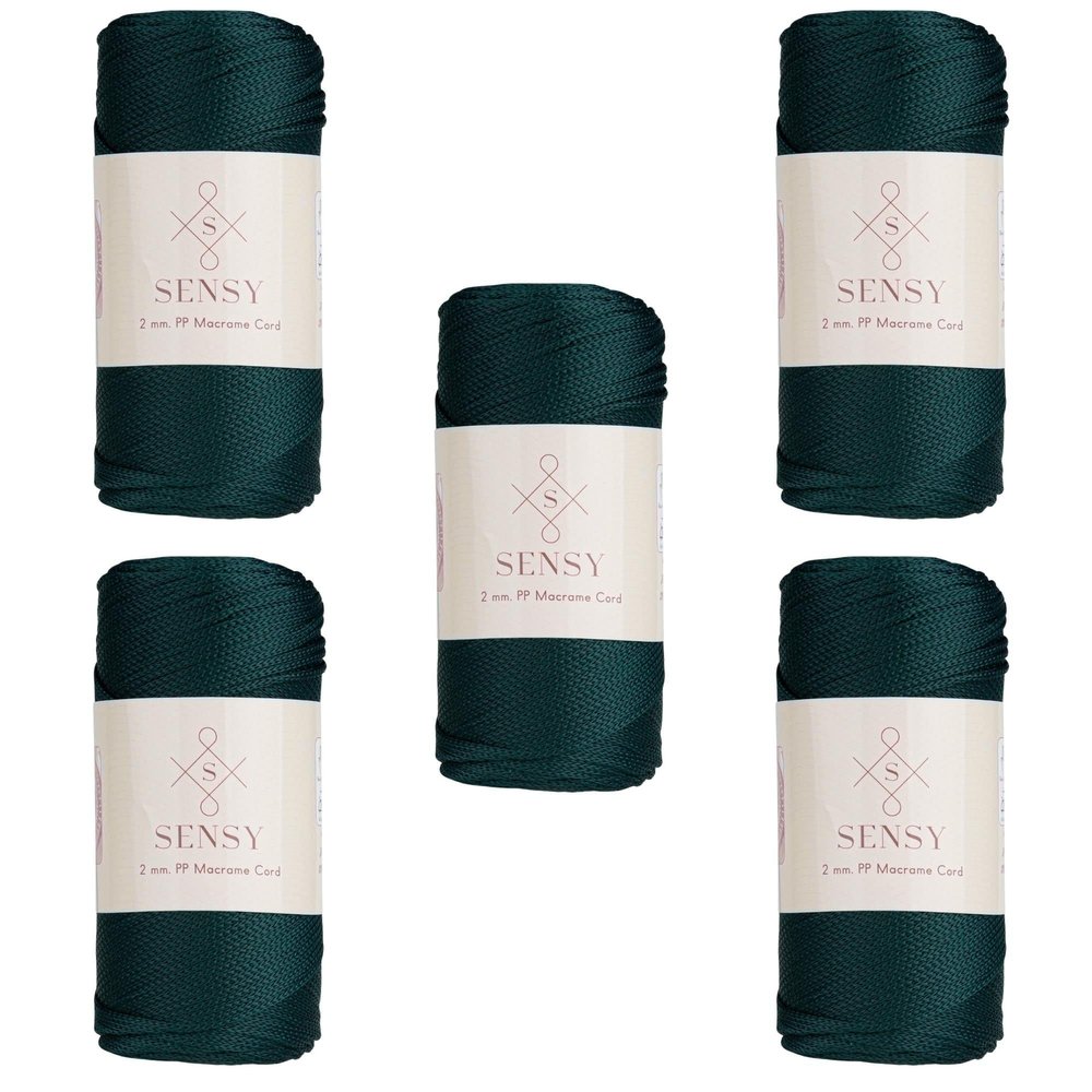 5 Skeins of Sensy Premium 2mm 251 Yards Polyester Rope 100% Polypropylene Cord Macrame Cord 2mm Crochet Bag Cord Macrame Rope Crochet Thread Gift for Knitter (Forest Green)