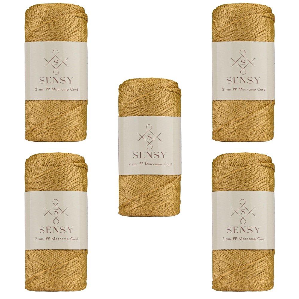 5 Skeins of Sensy Premium 2mm 251 Yards Polyester Rope 100% Polypropylene Cord Macrame Cord 2mm Crochet Bag Cord Macrame Rope Crochet Thread Gift for Knitter (Mustard)