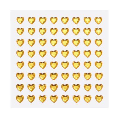 MECCANIXITY 256 Pcs Heart Rhinestone 6mm Self Adhesive Gems Stickers Jewelry Stickers for Valentine Makeup, Arts & Crafts, DIY, Jewelry Making Gold
