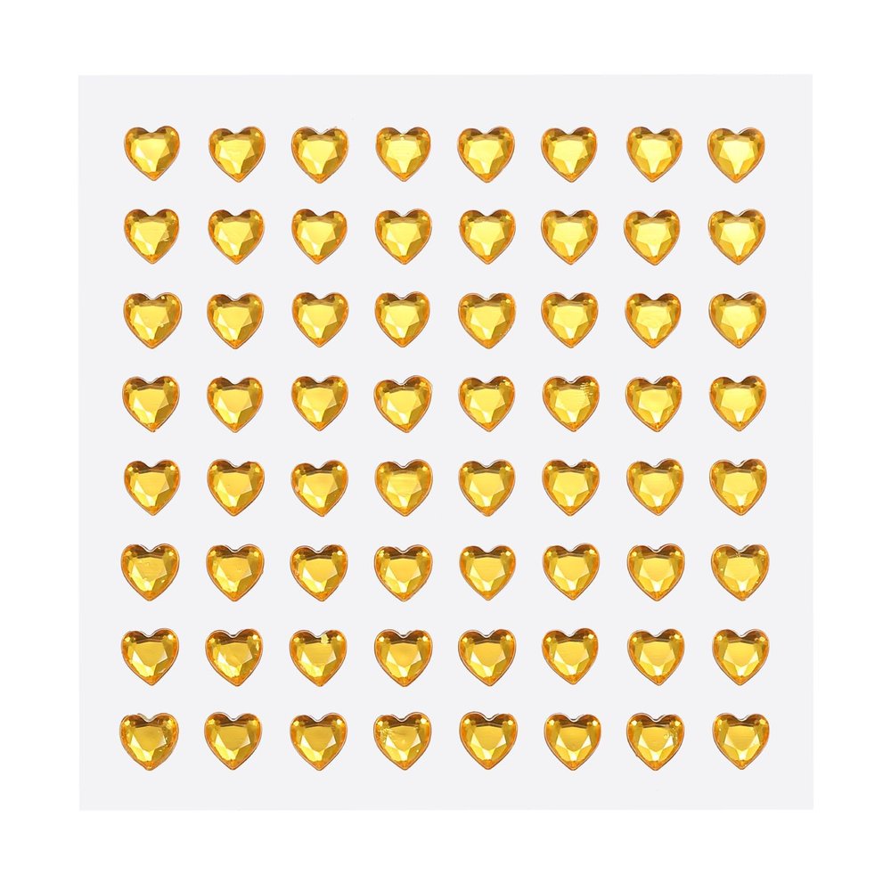 MECCANIXITY 256 Pcs Heart Rhinestone 6mm Self Adhesive Gems Stickers Jewelry Stickers for Valentine Makeup, Arts & Crafts, DIY, Jewelry Making Gold