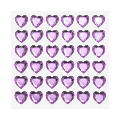 MECCANIXITY 144 Pcs Heart Rhinestone 10mm Self Adhesive Gems Stickers Jewelry Stickers for Valentine Makeup, Arts & Crafts, DIY, Jewelry Making Light Purple