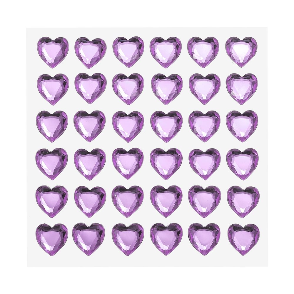 MECCANIXITY 144 Pcs Heart Rhinestone 10mm Self Adhesive Gems Stickers Jewelry Stickers for Valentine Makeup, Arts & Crafts, DIY, Jewelry Making Light Purple