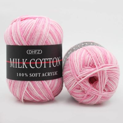 2 Balls Total 100g Milk Cotton Yarn Soft Warm Baby Yarn Space Dyed Gradually Changing Color Knitting Yarn Sweater Scarf Crochet Yarn (01-Pink)