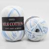 2 Balls Total 100g Milk Cotton Yarn Soft Warm Baby Yarn Space Dyed Gradually Changing Color Knitting Yarn Sweater Scarf Crochet Yarn (09-White Blue) view 1
