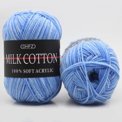 2 Balls Total 100g Milk Cotton Yarn Soft Warm Baby Yarn Space Dyed Gradually Changing Color Knitting Yarn Sweater Scarf Crochet Yarn (05-Sky)