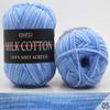 2 Balls Total 100g Milk Cotton Yarn Soft Warm Baby Yarn Space Dyed Gradually Changing Color Knitting Yarn Sweater Scarf Crochet Yarn (05-Sky) view 2