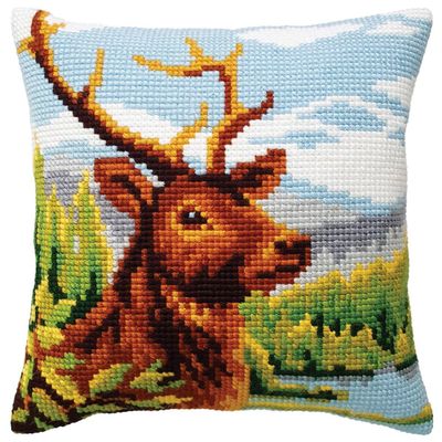 Collection D'Art CDA Stamped Cross Stitch kit Cushion by The Mountain River, 40x40cm, DIY