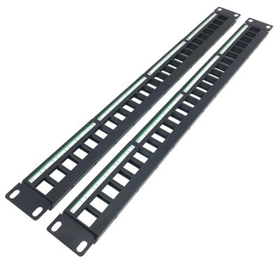 JINGCHENGMEI 2 Pack of 1U Patch Panel 24-Port Blank Keystone, 1U 19" Rackmount Housing for Keystone Jacks (2)