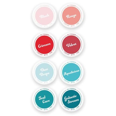 Altenew Atomic Fresh Dye Ink Bundle, 8 Round Dye Ink Pads for Stamping and Paper Crafting, Water-Based Ink, 8 Vibrant and Rich Colors for Stamping, Watercoloring, and Inking Techniques