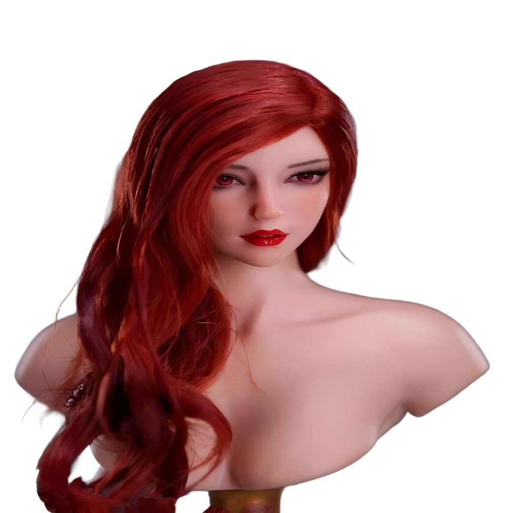 Fremego 1/6 Scale Female Wine Red Curls Hair Head Sculpt for 12inch Figure
